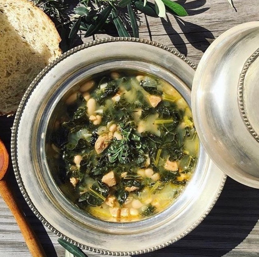 SOUP: White Bean, Chicken Sausage & Collards